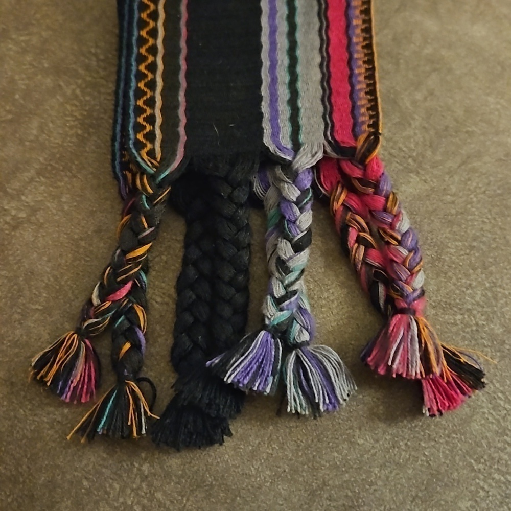 VTG Christian Dior 1980s Hand Loomed Braided Fringe Stripe Belt Sash - Picture 3 of 4